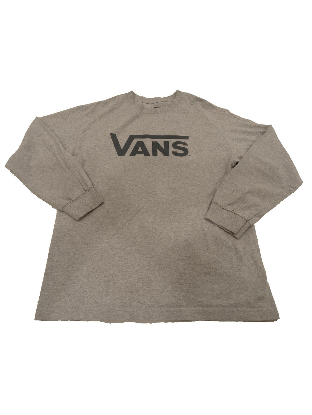 Vans Shirt Mens Medium Gray Long Sleeve Black Logo Off The Wall Graphic Tee M